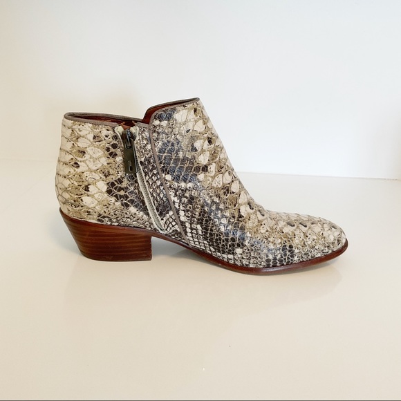 Sam Edelman Petty Snake Skin Leather Boot Cream Size 7.5 - Picture 7 of 9